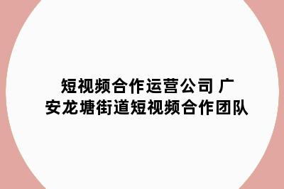 短视频合作运营公司 广安龙塘街道短视频合作团队